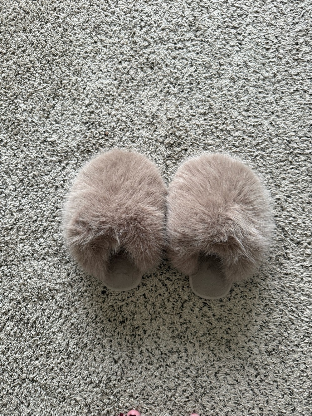 Amazon Plush Fur Slide Slippers in Taupe